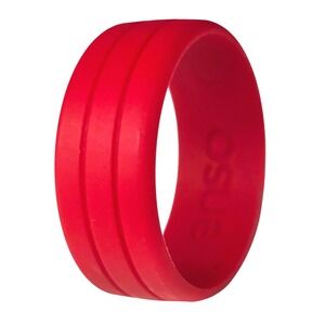 Enso Rings Stackable Silicone Ring Rubber Wedding Band Crimson Red - Size 9‎